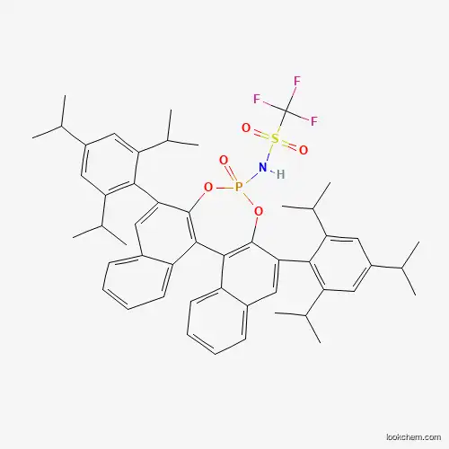 Molecular Structure of 1239466-15-9 ((11bR)-1,1,1-Trifluoro-N-(4-oxido-2,6-bis(2,4,6-triisopropylphenyl)dinaphtho[2,1-d:1',2'-f][1,3,2]dioxaphosphepin-4-yl)methanesulfonamide)