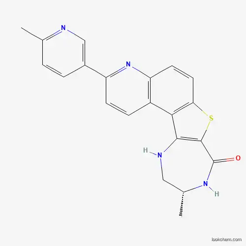 Molecular Structure of 1276121-88-0 ((10R)-10-methyl-3-(6-methylpyridin-3-yl)-9,10,11,12-tetrahydro-8H-[1,4]diazepino[5',6':4,5]thieno[3,2-f]quinolin-8-one)