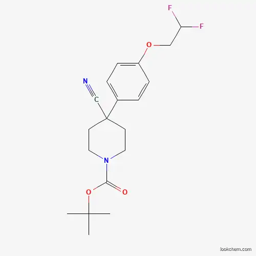 Molecular Structure of 1375065-67-0 (Tert-butyl 4-cyano-4-[4-(2,2-difluoroethoxy)phenyl]piperidine-1-carboxylate)
