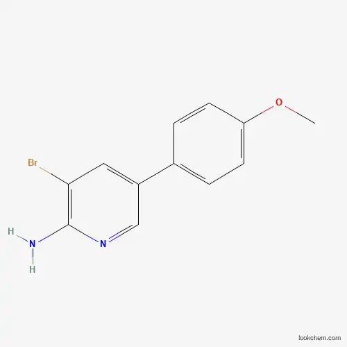 Molecular Structure of 1381938-33-5 (3-Bromo-5-(4-methoxyphenyl)pyridin-2-amine)