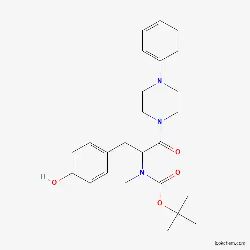 Molecular Structure of 1391068-29-3 (tert-butyl N-[3-(4-hydroxyphenyl)-1-oxo-1-(4-phenylpiperazin-1-yl)propan-2-yl]-N-methylcarbamate)