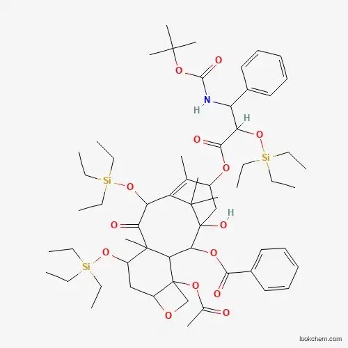 Molecular Structure of 149107-86-8 ([4-Acetyloxy-1-hydroxy-10,14,17,17-tetramethyl-15-[3-[(2-methylpropan-2-yl)oxycarbonylamino]-3-phenyl-2-triethylsilyloxypropanoyl]oxy-11-oxo-9,12-bis(triethylsilyloxy)-6-oxatetracyclo[11.3.1.03,10.04,7]heptadec-13-en-2-yl] benzoate)