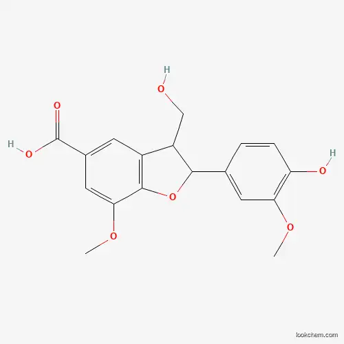 Molecular Structure of 185244-78-4 (2-(4-Hydroxy-3-methoxyphenyl)-3-(hydroxymethyl)-7-methoxy-2,3-dihydro-1-benzofuran-5-carboxylic acid)