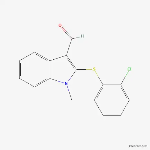 Molecular Structure of 338416-38-9 (2-[(2-chlorophenyl)sulfanyl]-1-methyl-1H-indole-3-carbaldehyde)