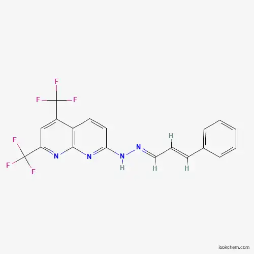 2-PROPENAL,3-PHENYL-,[5,7-BIS(TRIFLUOROMETHYL)-1,8-NAPHTHYRIDIN-2-YL]HYDRAZONE