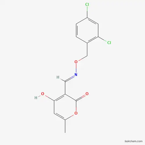 Molecular Structure of 477868-26-1 (4-hydroxy-6-methyl-2-oxo-2H-pyran-3-carbaldehyde O-(2,4-dichlorobenzyl)oxime)