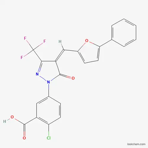 Molecular Structure of 496807-64-8 (2-chloro-5-[(4Z)-5-oxo-4-[(5-phenylfuran-2-yl)methylidene]-3-(trifluoromethyl)pyrazol-1-yl]benzoic acid)