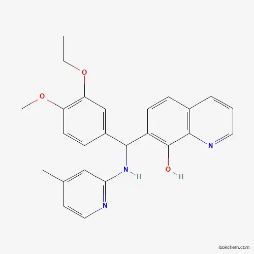 Molecular Structure of 430462-93-4 (7-[(3-Ethoxy-4-methoxyphenyl)-[(4-methylpyridin-2-yl)amino]methyl]quinolin-8-ol)