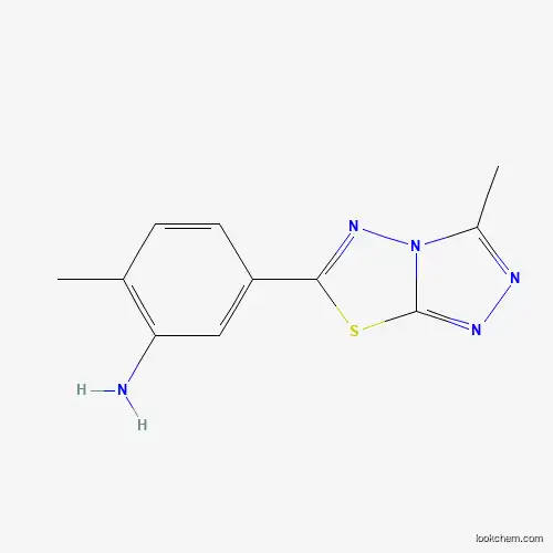Molecular Structure of 708291-98-9 (2-Methyl-5-(3-methyl[1,2,4]triazolo[3,4-b][1,3,4]thiadiazol-6-yl)aniline)