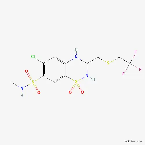 Molecular Structure of 745-75-5 (6-Chloro-3,4-dihydro-N-methyl-3-[[(2,2,2-trifluoroethyl)thio]methyl]-2H-1,2,4-benzothiadiazine-7-sulfonamide 1,1-Dioxide)