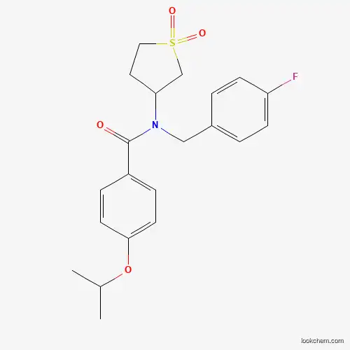 Molecular Structure of 845631-45-0 (N-(1,1-dioxidotetrahydrothiophen-3-yl)-N-(4-fluorobenzyl)-4-(propan-2-yloxy)benzamide)