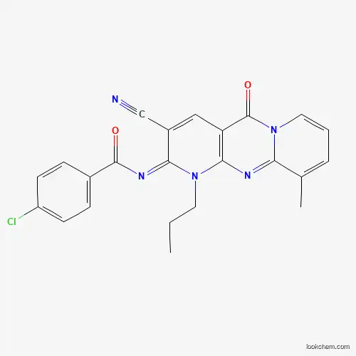 4-chloro-N-(3-cyano-10-methyl-5-oxo-1-propyl-1,5-dihydro-2H-dipyrido[1,2-a:2,3-d]pyrimidin-2-ylidene)benzamide