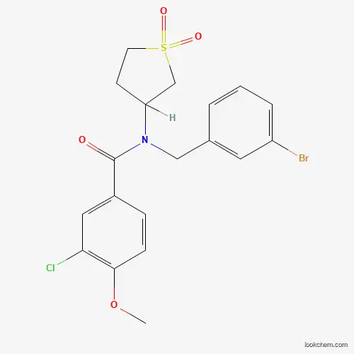 Molecular Structure of 862484-81-9 (N-(3-bromobenzyl)-3-chloro-N-(1,1-dioxidotetrahydrothiophen-3-yl)-4-methoxybenzamide)