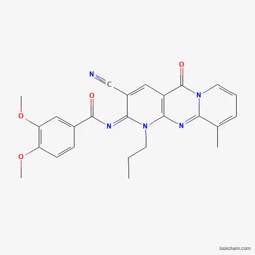 N-(5-Cyano-11-methyl-2-oxo-7-propyl-1,7,9-triazatricyclo[8.4.0.03,8]tetradeca-3(8),4,9,11,13-pentaen-6-ylidene)-3,4-dimethoxybenzamide