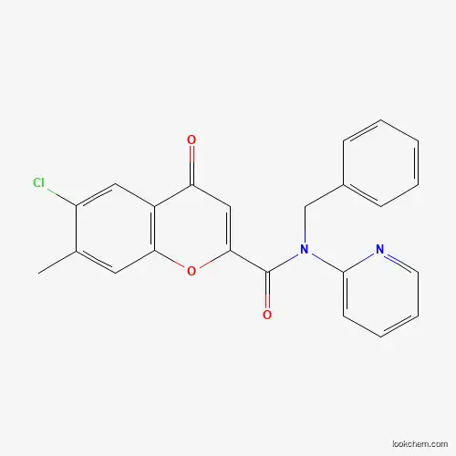 Molecular Structure of 873082-11-2 (N-benzyl-6-chloro-7-methyl-4-oxo-N-(pyridin-2-yl)-4H-chromene-2-carboxamide)