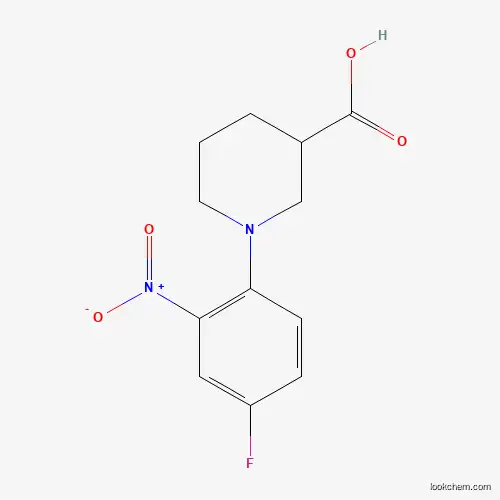 Molecular Structure of 874800-66-5 (1-(4-Fluoro-2-nitrophenyl)piperidine-3-carboxylic acid)