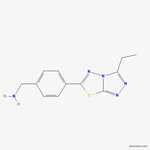 Molecular Structure of 878437-05-9 ((4-(3-Ethyl-[1,2,4]triazolo[3,4-b][1,3,4]thiadiazol-6-yl)phenyl)methanamine)
