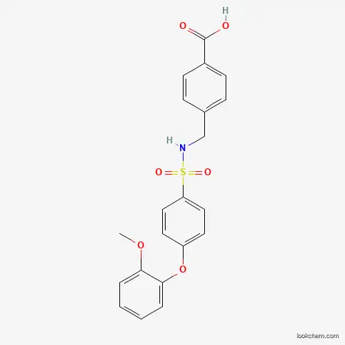 Molecular Structure of 885268-84-8 (4-(((4-(2-Methoxyphenoxy)phenyl)sulfonamido)methyl)benzoic acid)