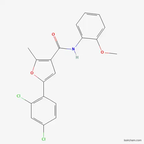 Molecular Structure of 892712-56-0 (5-(2,4-dichlorophenyl)-N-(2-methoxyphenyl)-2-methylfuran-3-carboxamide)