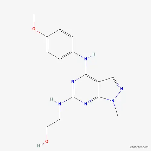 Molecular Structure of 896008-52-9 (2-({4-[(4-methoxyphenyl)amino]-1-methyl-1H-pyrazolo[3,4-d]pyrimidin-6-yl}amino)ethanol)