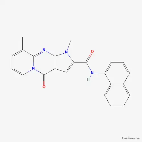 Molecular Structure of 900276-88-2 (1,9-dimethyl-N-(naphthalen-1-yl)-4-oxo-1,4-dihydropyrido[1,2-a]pyrrolo[2,3-d]pyrimidine-2-carboxamide)