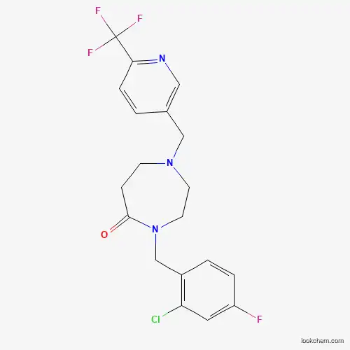 Molecular Structure of 909668-92-4 (4-(2-Chloro-4-fluorobenzyl)-1-([6-(trifluoromethyl)pyridin-3-YL]methyl)-1,4-diazepan-5-one)