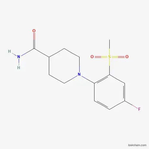 Molecular Structure of 914637-65-3 (1-[4-Fluoro-2-(methylsulfonyl)phenyl]piperidine-4-carboxamide)