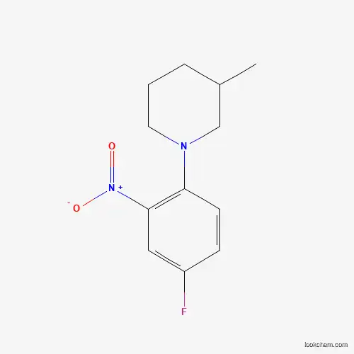 Molecular Structure of 942474-32-0 (1-(4-Fluoro-2-nitrophenyl)-3-methylpiperidine)