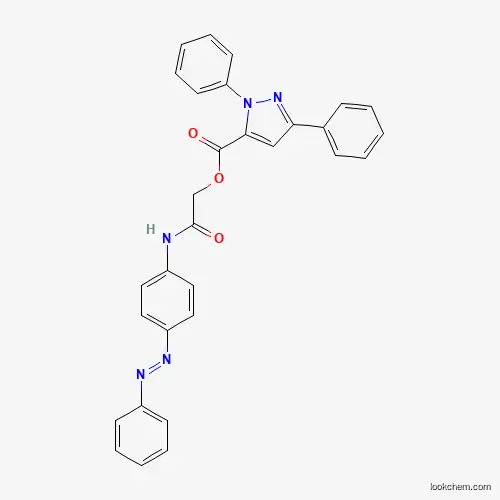 Molecular Structure of 956706-45-9 (1H-Pyrazole-5-carboxylic acid, 1,3-diphenyl-, 2-oxo-2-[[4-[(1E)-2-phenyldiazenyl]phenyl]amino]ethyl ester)