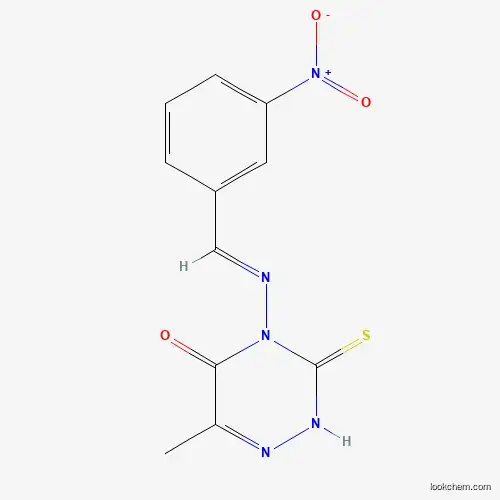 Molecular Structure of 1002103-80-1 (6-methyl-4-[(E)-(3-nitrophenyl)methylideneamino]-3-sulfanylidene-2H-1,2,4-triazin-5-one)