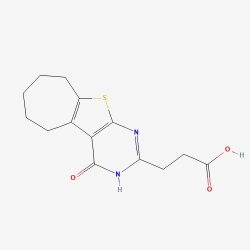 Molecular Structure of 109164-48-9 (1,5,6,7,8,9-Hexahydro-4-oxo-4H-cyclohepta[4,5]thieno[2,3-d]pyrimidine-2-propanoic acid)