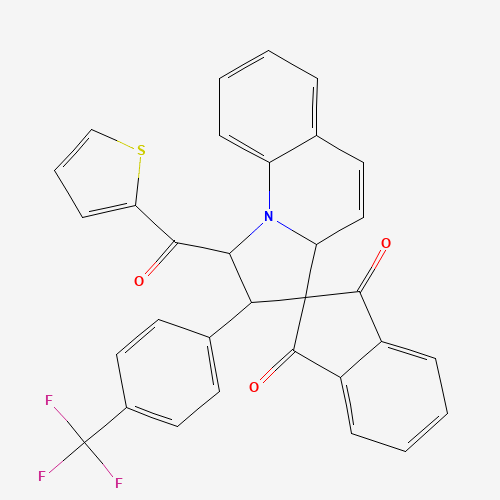 Molecular Structure of 1217818-58-0 (1',2'-Dihydro-1'-(2-thienylcarbonyl)-2'-[4-(trifluoromethyl)phenyl]spiro[2H-indene-2,3'(3'aH)-pyrrolo[1,2-a]quinoline]-1,3-dione)