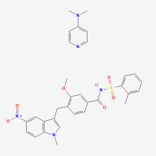 Molecular Structure of 143052-96-4 (N,N-dimethylpyridin-4-amine;3-methoxy-4-[(1-methyl-5-nitroindol-3-yl)methyl]-N-(2-methylphenyl)sulfonylbenzamide)