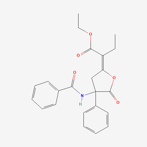 Molecular Structure of 174706-83-3 (ethyl (2E)-2-(4-benzamido-5-oxo-4-phenyloxolan-2-ylidene)butanoate)