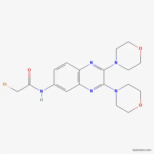 Molecular Structure of 220420-05-3 (2-Bromo-N-(2,3-di-4-morpholinyl-6-quinoxalinyl)acetamide)