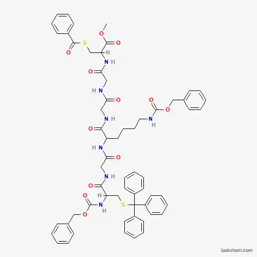 Molecular Structure of 26315-85-5 (Methyl N-[(benzyloxy)carbonyl]-S-(triphenylmethyl)cysteinylglycyl-N~6~-[(benzyloxy)carbonyl]lysylglycylglycyl-S-benzoylcysteinate)