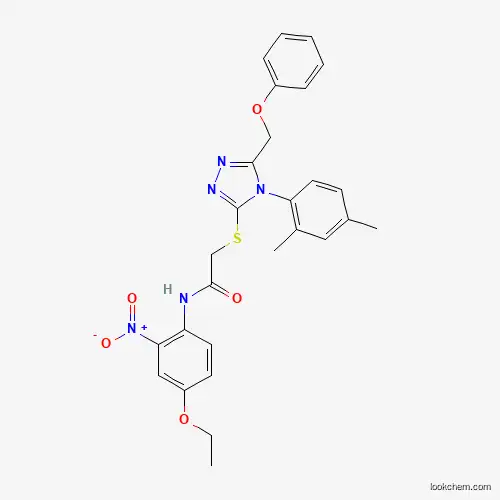Molecular Structure of 539808-90-7 (2-{[4-(2,4-dimethylphenyl)-5-(phenoxymethyl)-4H-1,2,4-triazol-3-yl]sulfanyl}-N-(4-ethoxy-2-nitrophenyl)acetamide)