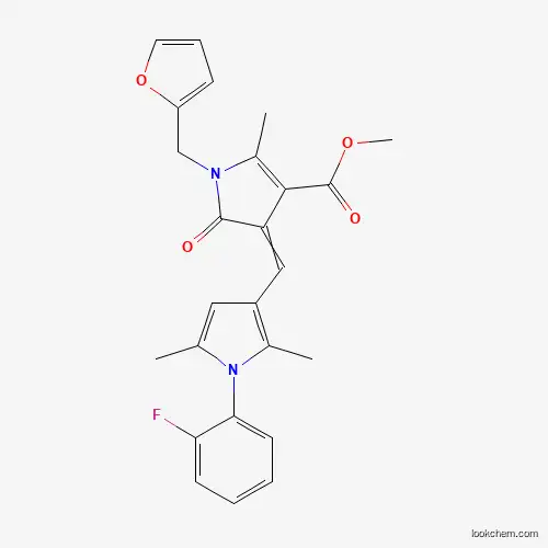 Molecular Structure of 5822-56-0 (Methyl 4-[[1-(2-fluorophenyl)-2,5-dimethylpyrrol-3-yl]methylidene]-1-(furan-2-ylmethyl)-2-methyl-5-oxopyrrole-3-carboxylate)