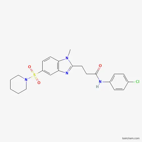 Molecular Structure of 849616-12-2 (N-(4-Chlorophenyl)-1-methyl-5-(1-piperidinylsulfonyl)-1H-benzimidazole-2-propanamide)