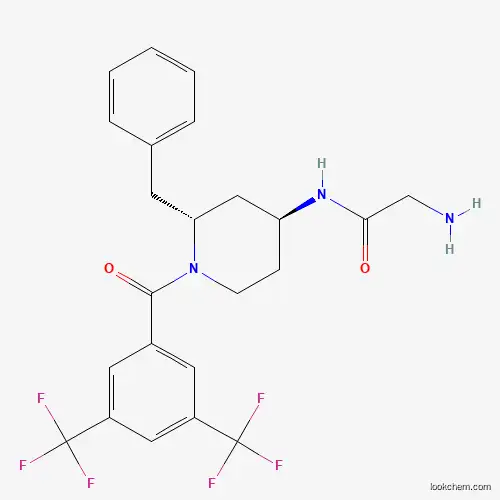 Molecular Structure of 178964-94-8 (2-Amino-N-[(2R,4S)-2-benzyl-1-(3,5-bis-trifluoromethyl-benzoyl)-piperidin-4-yl]-acetamide)