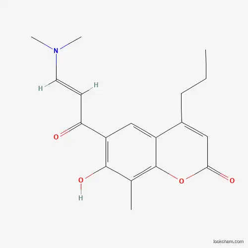 Molecular Structure of 1821457-37-7 (6-[(2E)-3-(dimethylamino)prop-2-enoyl]-7-hydroxy-8-methyl-4-propyl-2H-chromen-2-one)