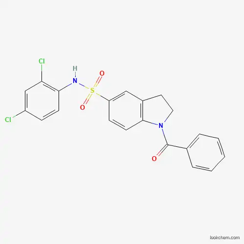 Molecular Structure of 948717-63-3 (1-Benzoyl-N-(2,4-dichlorophenyl)-2,3-dihydro-1H-indole-5-sulfonamide)
