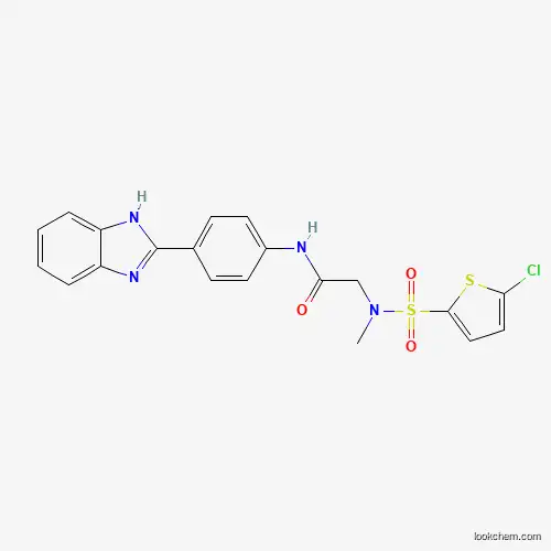 Molecular Structure of 949977-26-8 (N-[4-(1H-Benzimidazol-2-yl)phenyl]-2-[[(5-chloro-2-thienyl)sulfonyl]methylamino]acetamide)