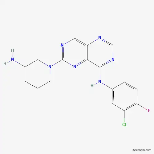 Molecular Structure of 196612-96-1 (6-(3-Amino-1-piperidinyl)-N-(3-chloro-4-fluorophenyl)pyrimido[5,4-d]pyrimidin-4-amine)