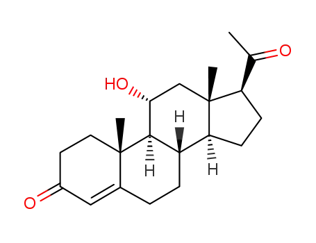 Molecular Structure of 80-75-1 (Pregn-4-ene-3,20-dione,11-hydroxy-, (11α)-)