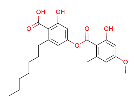 2-Heptyl-6-hydroxy-4-[(2-hydroxy-4-methoxy-6-methylbenzoyl)oxy]benzoic acid