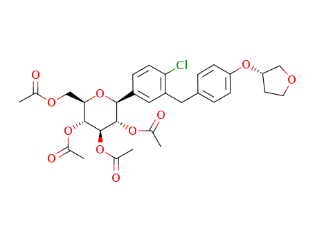 (2R,3R,4R,5S,6S)-2-(acetoxymethyl)-6-(4-chloro-3-(4-(((S)-tetrahydrofuran-3-yl)oxy)benzyl)phenyl)tetrahydro-2H-pyran-3,4,5-trityl triacetate