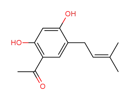 Molecular Structure of 28437-37-8 (1-[2,4-dihydroxy-5-(3-methyl-2-butenyl)phenyl]ethanone)