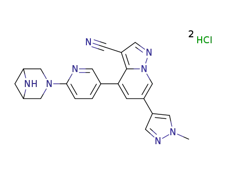 4-(6-(3,6-diazabicyclo[3.1.1]heptan-3-yl)pyridin-3-yl)-6-(1-methyl-1H-pyrazol-4-yl)pyrazole[1,5-a]pyridine-3-carbonitrile dihydrochloride