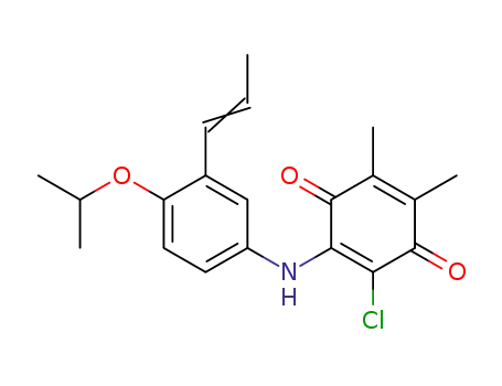 2-chloro-3-{[4-isopropoxy-3-(prop-1-en-1-yl)phenyl]amino}-5,6-dimethylcyclohexa-2,5-diene-1,4-dione